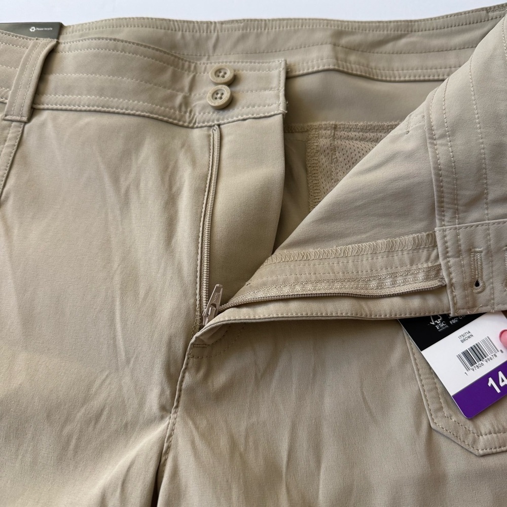 Eddie Bauer Khaki Rolled Hem Bermuda Shorts Size 14 Outdoor Travel Casual - Picture 9 of 9